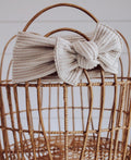 Beige Crinkle Tie On Headwrap