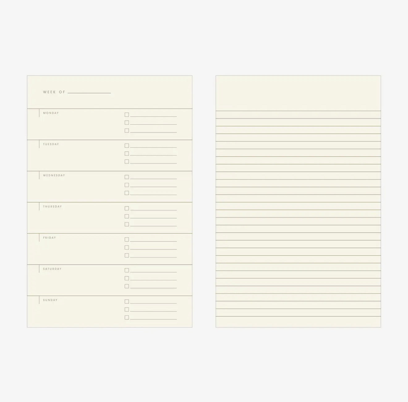 Undated Weekly Planner