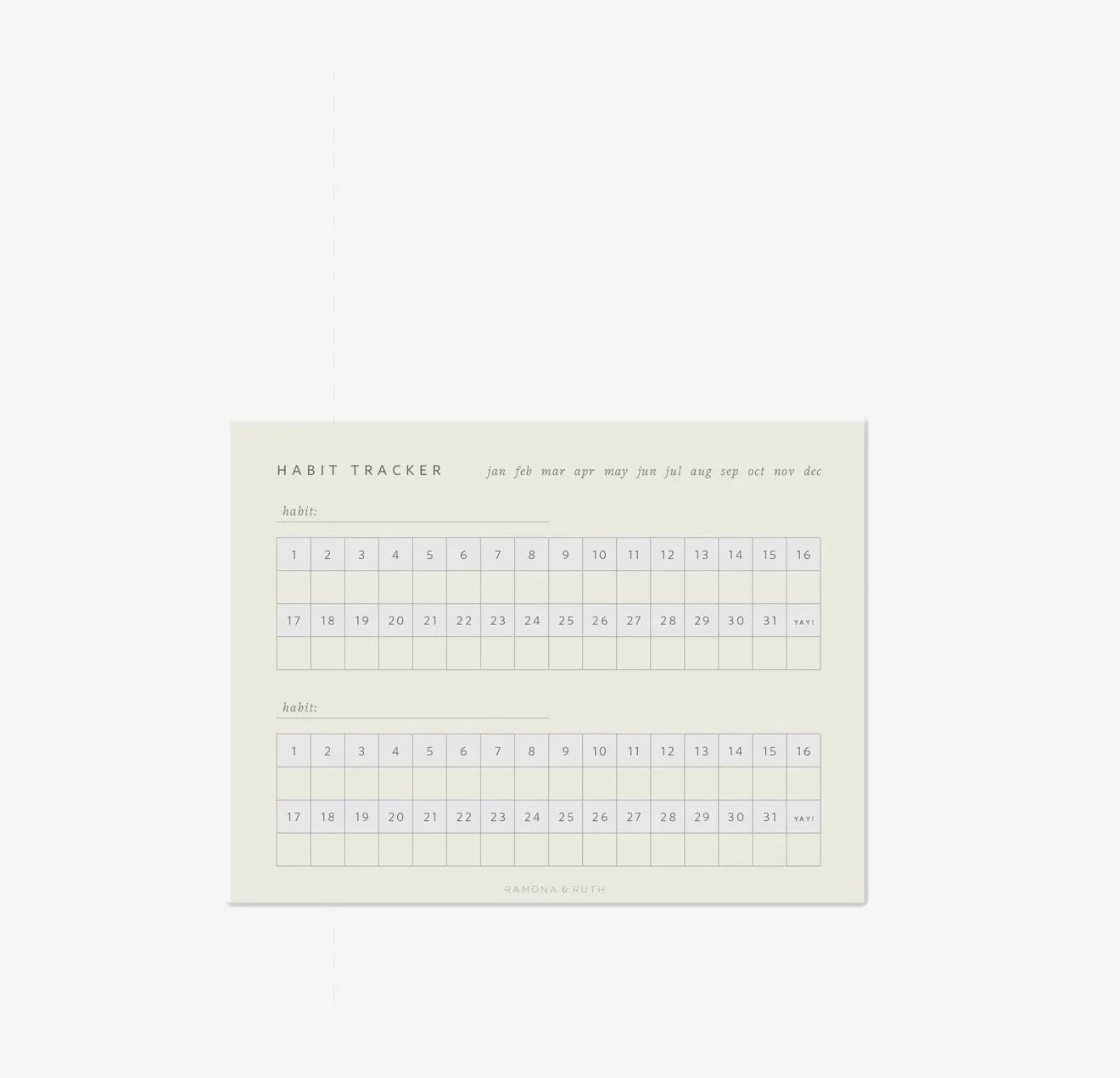 Monthly Habit Tracker Notepad