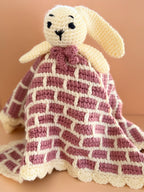 Crochet Cream + Rose Bunny
