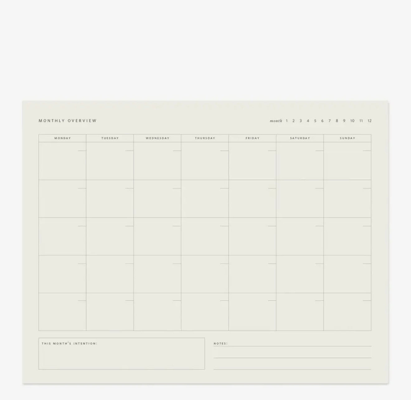 Monthly Overview Notepad